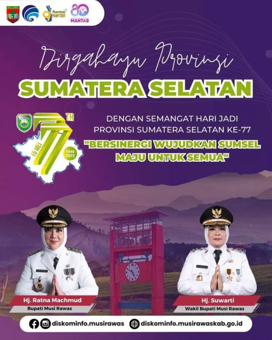 Selamat Hari Jadi Provinsi Sumatera Selatan ke-77 Tahun 2023