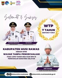 Selamat & Sukses Atas Diraihnya Opini WTP ke-8 Kabupaten Musi Rawas Tahun 2023