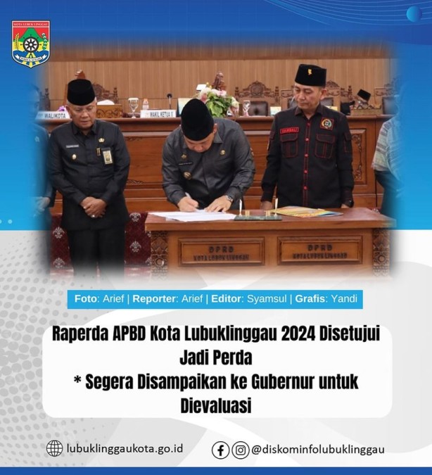 Raperda APBD Kota Lubuklinggau 2024 Disetujui Jadi Perda